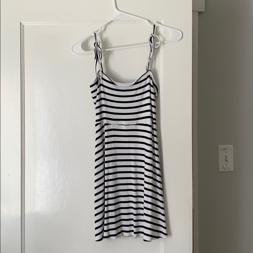 Black and white striped dress
